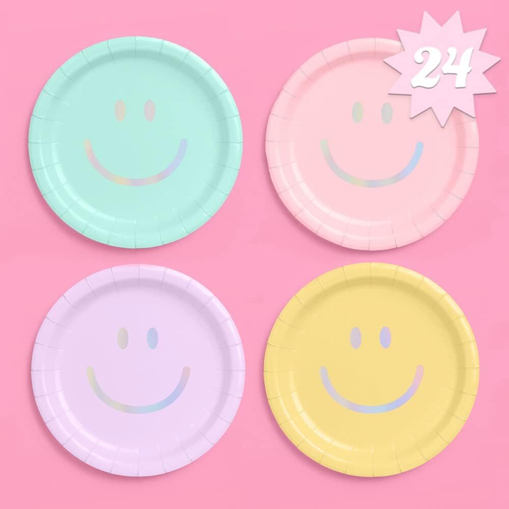 Fetti Smiley Paper Plates - 24 pk, 9"